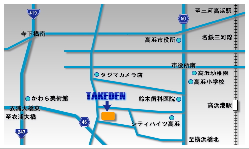 竹内電気工業までのアクセス地図